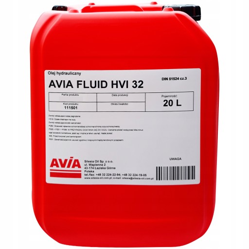 Олива гідравлічна AVIA FLUID HVI 32 VG32 20л