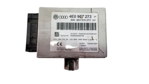 AUDI A8 D3 Centralina modulo pressione pneumatici, gomme 4e0907273