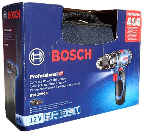 Bosch GSB 12V-15-шуруповерт 2x 2.0 Ah + 39 бит