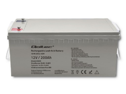 Аккумулятор qoltec 53069 200ач 12в