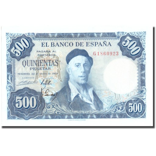 Banknot, Hiszpania, 500 Pesetas, 1954, 1954-07-22,