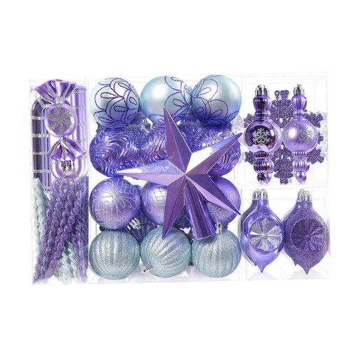 88Pcs Xmas Tree Decor Christmas Tree Balls Ornaments for Holiday Purple