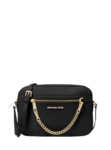 MICHAEL KORS dámska kožená kabelka, crossbody Jet Set Large čierna s retiazkou