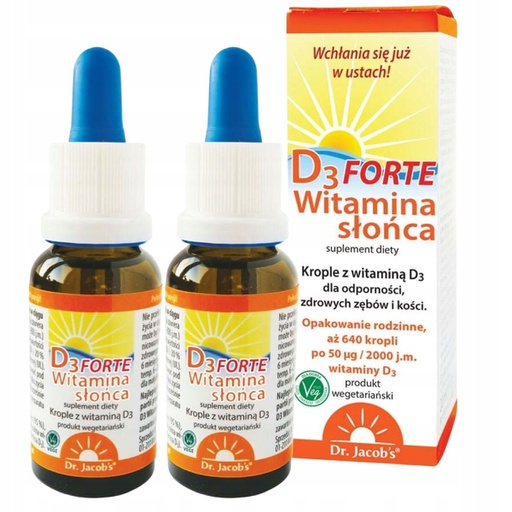 Sada 2 ks Dr Jacobs Vitamín D3 Forte vitamín slnka 20 ml kvapky