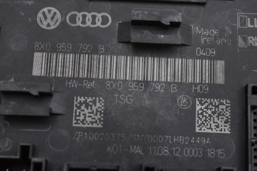 control unit module door left front 8X0959792B AUDI Q3 8U 11-14