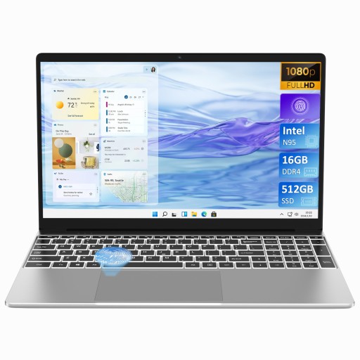 Auusda Laptop 15,6&quot; Intel N95 DDR4 16 GB SSD 512 GB FHD Win11Pro Srebrny