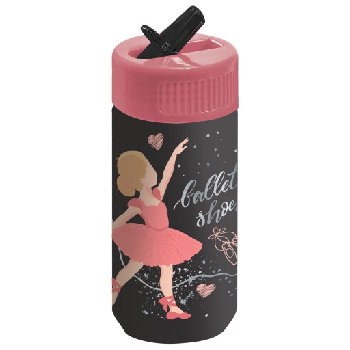 Пляшка для води Derform Ballerina 400 мл чорно-рожева
