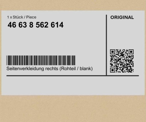 46638562614 8562614 - Обивка правой стороны (Rohteil/заготовка) BMW K48 K48