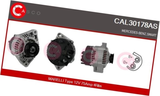 CASCAL30178AS/RS7 - Генератор 12v 75a casco cal30178as