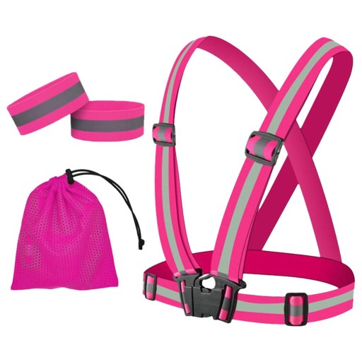 Світловідбиваючі регульовані кроки для бігу, видимі рожеві