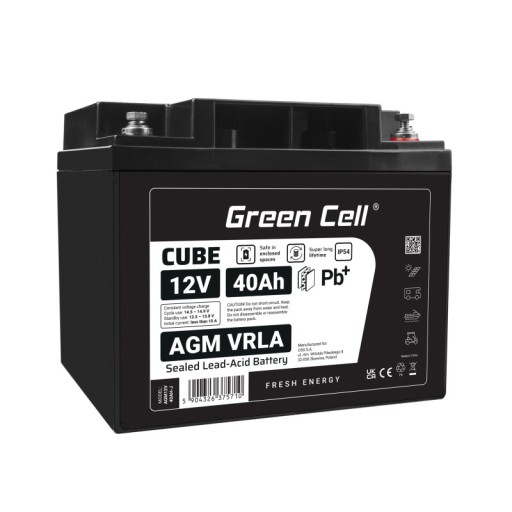 Green cell agm акумулятор vrla 12v 40ah ip54