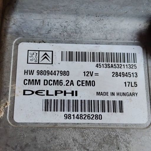 control unit of the engine Peugeot 308 9809447980