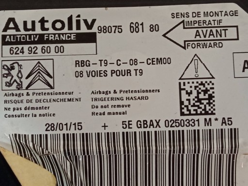 SENSOR légzsák 9807568180 Peugeot 308 II (2014- )