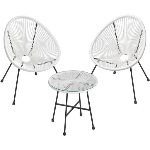 Stôl a stoličky Songmics plast Acapulco biela