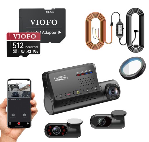 VIOFO A139 PRO 3CH-G 4K+2x FHD GPS CPL + 512GB ACC