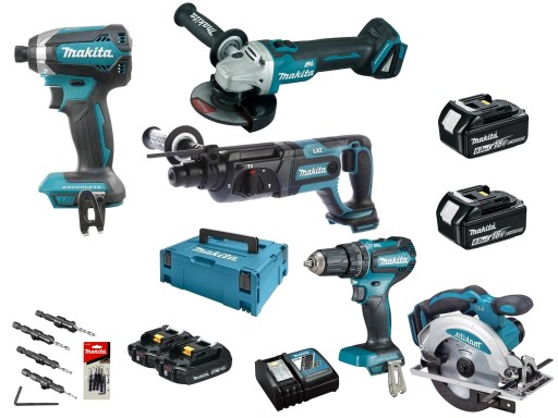 MAKITA 5PCS комбо набор инструментов 18V 4хаккумулятор