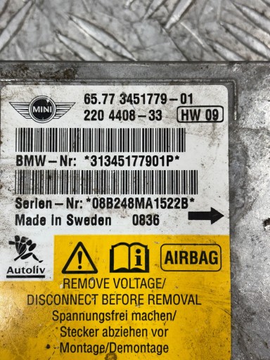 control unit SENSOR airbag MINI COOPER R56 65773451779-01