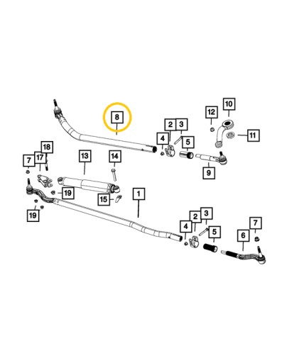 Наконечник штока jeep wrangler jl gladiator 2018-2023 правий 68309364ab