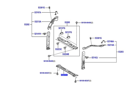 57104-42090 - RAV4 18-24 УСИЛИТЕЛЬ РАДИАТОРА ПЕРЕДНИЙ РЕМЕНЬ
