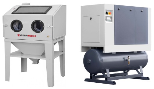 ПІСКОСТРУЙНА КАБІНА 350Л + ГВИНТОВИЙ КОМПРЕСОР + СУШАРКА + 270Л БАЛОН