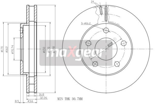 ДИСК ТОРМОЗНОЙ MAXGEAR 19-0695 изображение 1