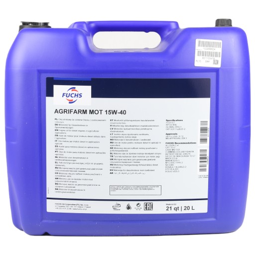 FUCHS AGRIFARM MOT 15W/40 20л.
