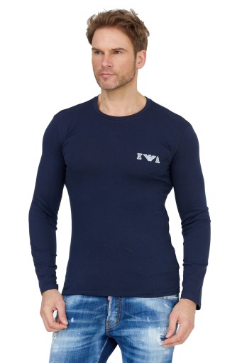 EMPORIO ARMANI Tmavomodré longsleeve pánske logo XL