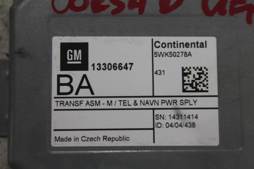 MODULO CENTRALINA NAVIGAZIONE 13306647 OPEL CORSA D LIFT 11-14