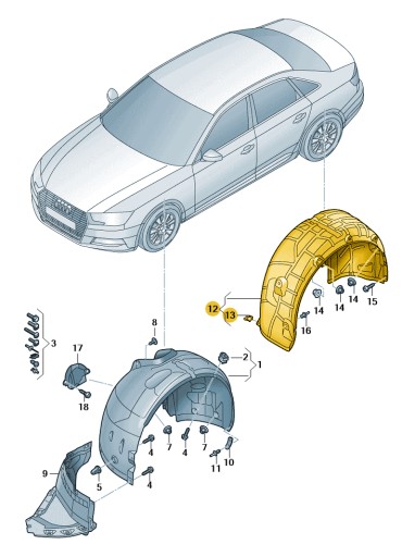 8W6810171 - КРИЛО КОЛІСНА АРКА ЗАДНЯ ЛІВА AUDI A5 B9 ДИЛЕРСЬКИЙ ОРИГІНАЛ