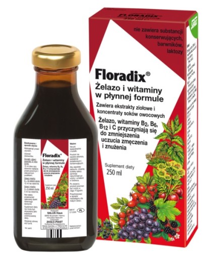 Bylina-Piast Floradix Železo A Vitamíny 250 ml Tekutina