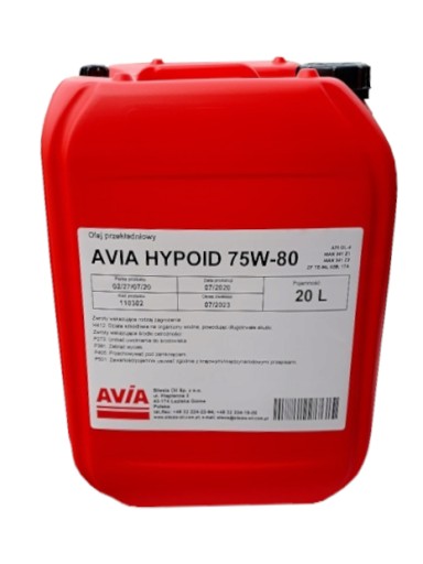 Масло трансмиссионное avia hypoid 75w80 20л.