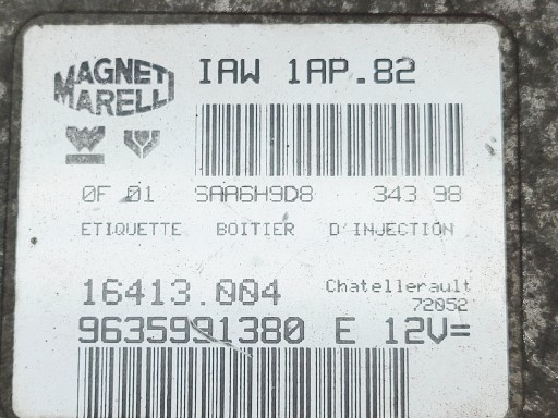 computer control unit of the engine PEUGEOT 206 1.4B 9635991380 IAW 1AP.82