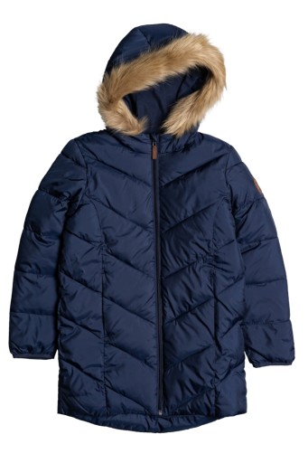 Dievčenská bunda ROXY zimná páperová prešívaná parka s kapucňou 14 rokov