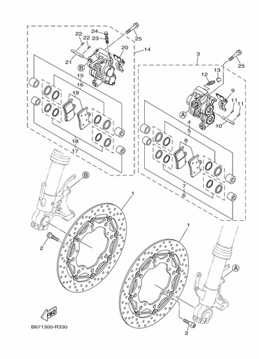 2C0-25805-00-00 - Тормозные колодки передние Yamaha YZF-R1 MT-10 XTZ1200