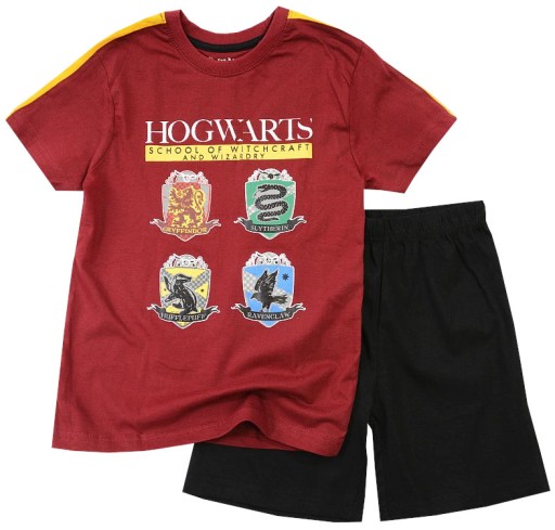 CHLAPČENSKÉ PYŽAMO KRÁTKY RUKÁV Šortky T-SHIRT bordó HARRY POTTER 164 D010F