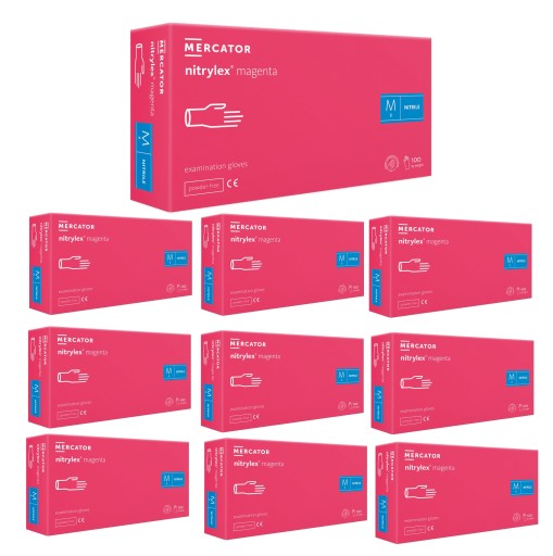 Нитриловые перчатки NITRYLEX MAGENTA 8-M 100 x10