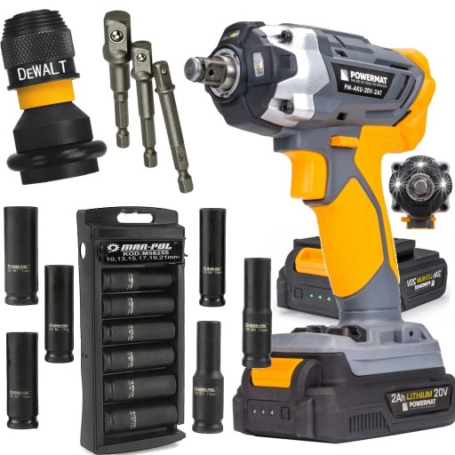 Ударний гайковерт акумулятор 20V 2AH адаптери кришки