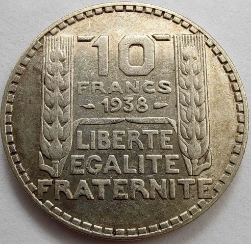 2107r - Francja 10 franków, 1938 ag