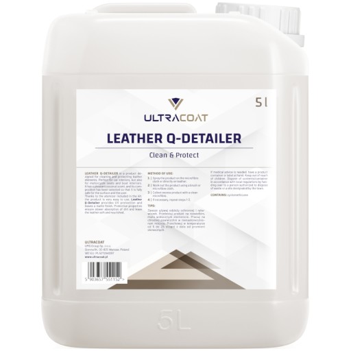 ULTRACOAT LEATHER Q-DETAILER 5L ОЧИЩАЕТ, ЗАЩИЩАЕТ И УХАЖИВАЕТ ЗА КОЖЕЙ.