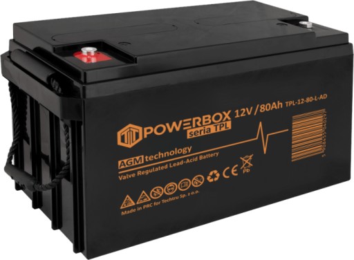 Необслуживаемый аккумулятор powerbox tpl 80-12 vrla agm 12v 80ah (л) длительный срок службы