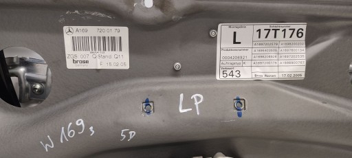 window regulator left front mechanism Mercedes W169 1,7