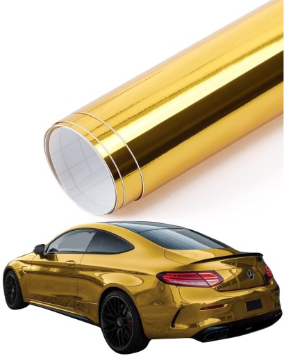 ЗОЛОТАЯ ХРОМНАЯ ФОЛЬГА 30м x 152см ЗОЛОТАЯ ХРОМНАЯ АВТОМОБИЛЬНАЯ КОЛЕСА БЛЕСК