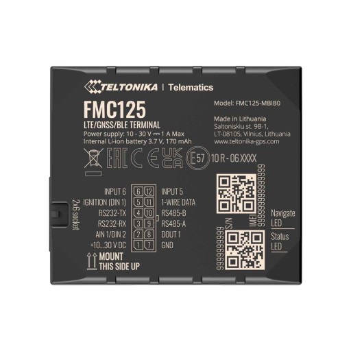 Teltonika FMC125, трекер, GPS-локатор, GNSS, 4G LTE кат. 1, Bluetooth.