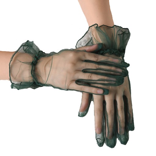Dámske tylové spoločenské rukavice s volánom Krátke rukavice