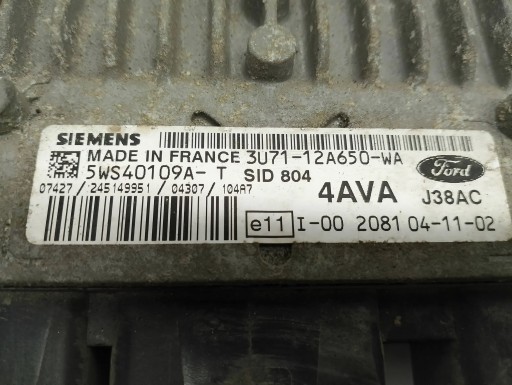 control unit computer of the engine FORD FIESTA MK6 1.4 4AVA 3U7112A650WA 5WS40109A