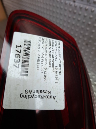 light right rear part OPEL ASTRA J HB LIFT 2012