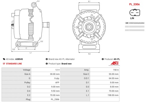 A3854S - Новый генератор переменного тока as-pl