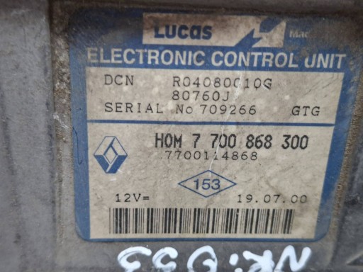 Centralina Motore R04080010G 7700868300 7700114868 Renault Kangoo e 1.5 DCI