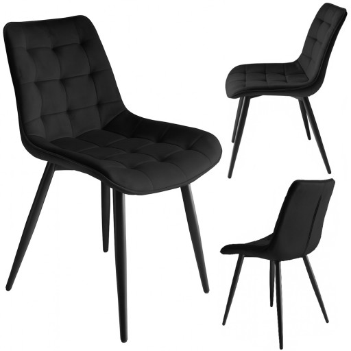 🖤 HIT CENOWY! Welurowe krzesło tapicerowane czarne - elegancja do salonu i jadalni.