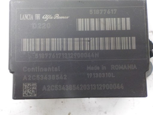 FIAT BRAVO II SENSOR airbagy airbag 51877617 A2C53438542 D220